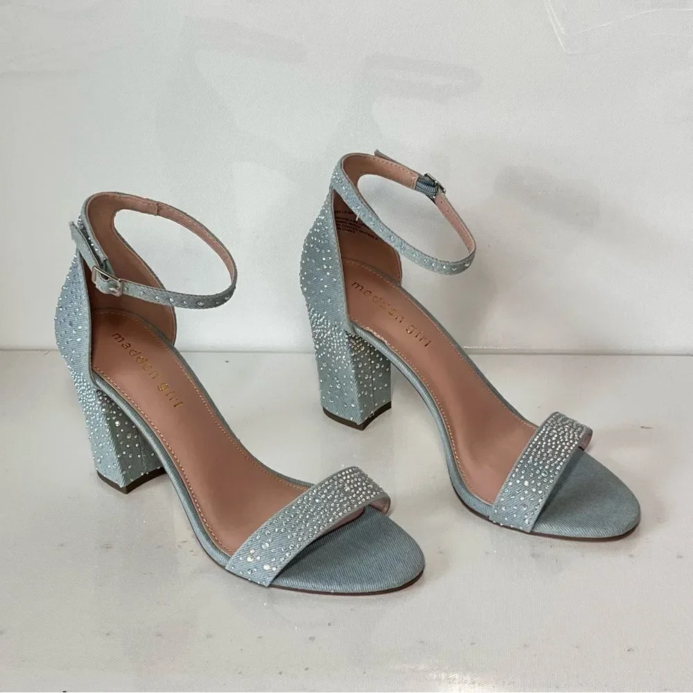 Madden Girl Beella Denim Rhinestone Heels